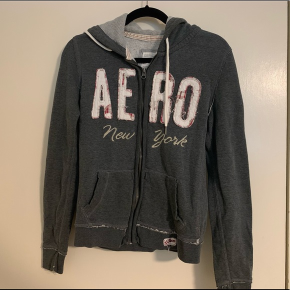 Aeropostale Gray Zip Up Hoodie - Picture 1 of 6